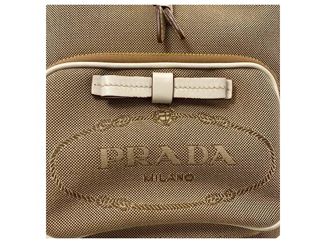 Borsa 2-Way Prada Fiocco con coulisse Marrone Bianco - vista 9