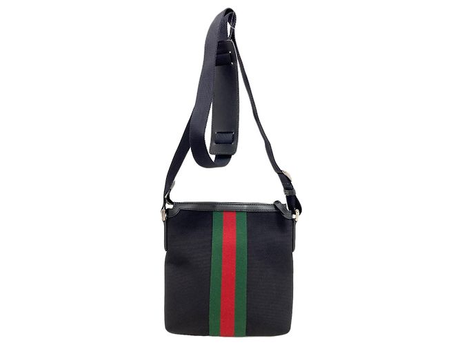 Borsa a tracolla Gucci Sherry Line Nero Rosso Verde - vista 2