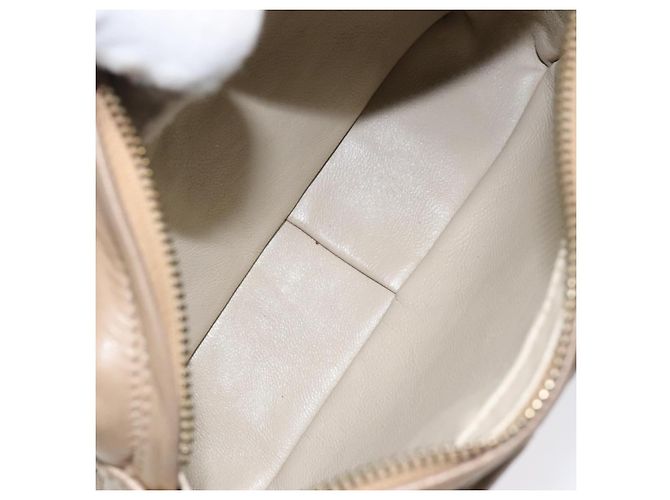 Chanel Vintage Diamond CC Camera Quilted Leather Small Beige - vista 5