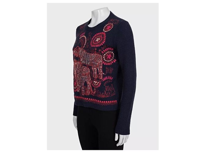 Bestickter blauer Cashmere-Pullover Christian Dior 38/M gebraucht - Ansicht 2