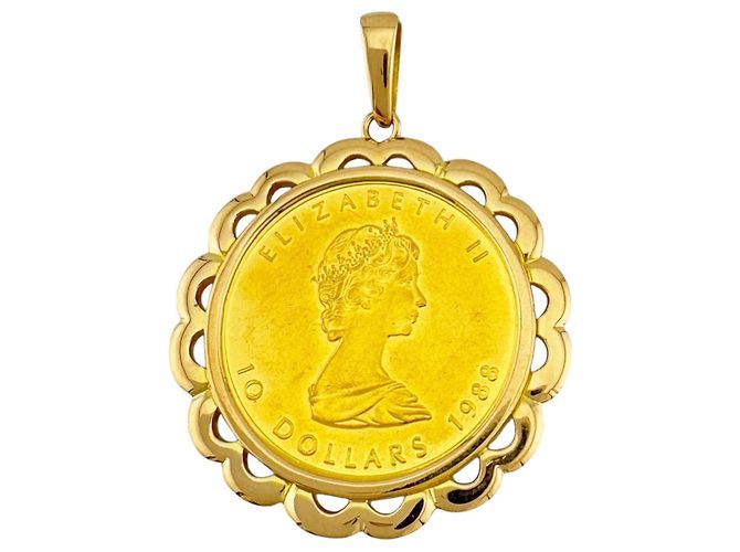 Autre Marque Goldener Ahornblatt-Münzanhänger - Ansicht 3