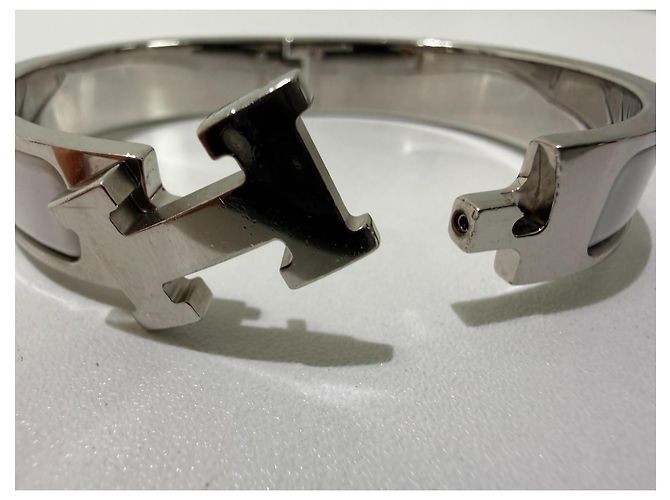 Hermès Clic H Bracciale Bianco Argento Silver hardware - vista 10