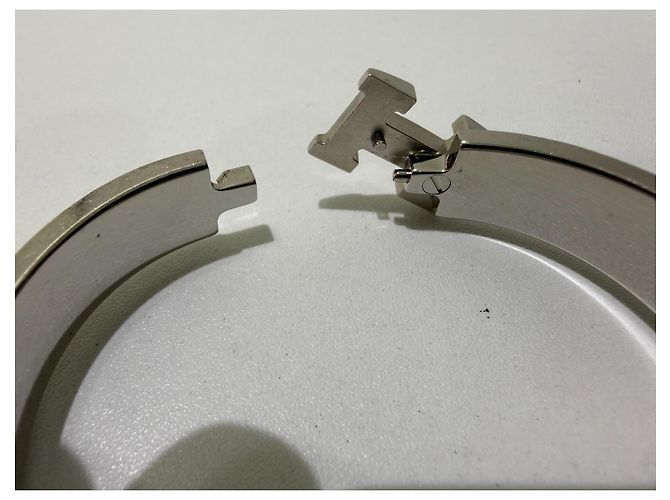 Hermès Clic H Bracciale Bianco Argento Silver hardware - vista 11