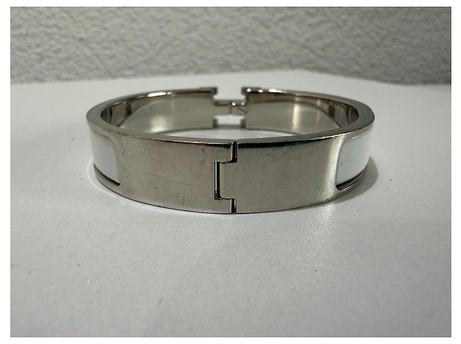 Hermès Clic H Bracciale Bianco Argento Silver hardware - vista 7