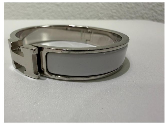 Hermès Clic H Bracciale Bianco Argento Silver hardware - vista 9