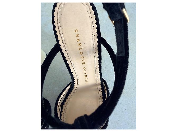 Charlotte Olympia Sandali in velluto con plateau Nero Beige - vista 8
