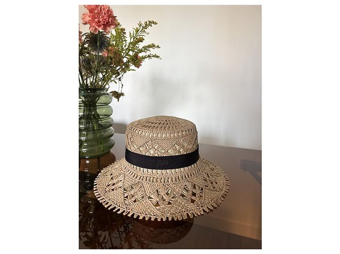 Christian Dior Cruise 2024 Strohhut Beige - Ansicht 3