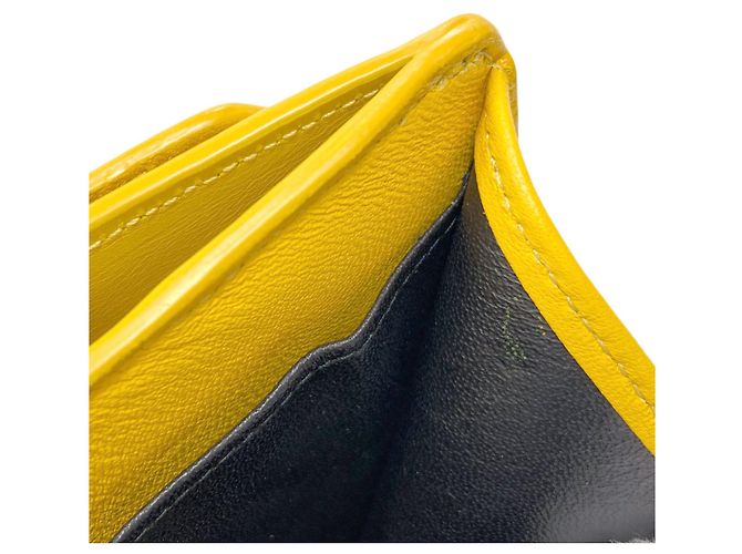 Portefeuille pliable en cuir jaune Balenciaga - vue 12