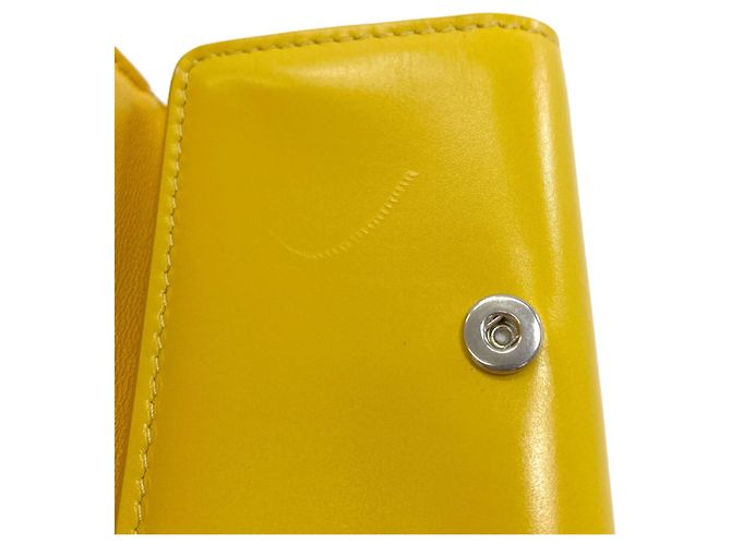 Portefeuille pliable en cuir jaune Balenciaga - vue 13