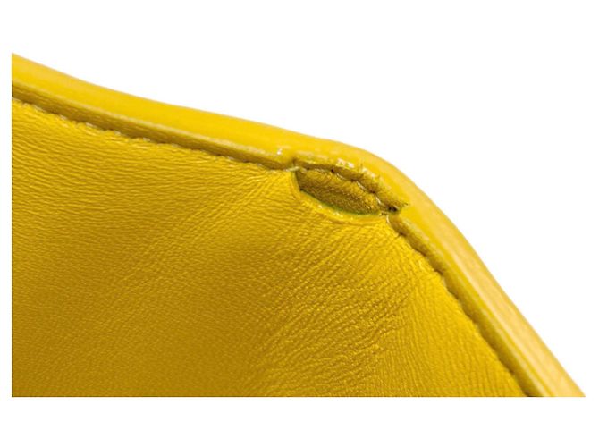 Portefeuille pliable en cuir jaune Balenciaga - vue 14
