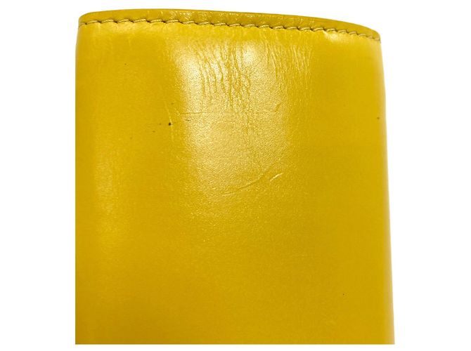Portefeuille pliable en cuir jaune Balenciaga - vue 15