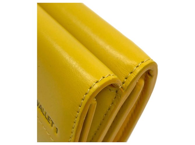 Portefeuille pliable en cuir jaune Balenciaga - vue 18