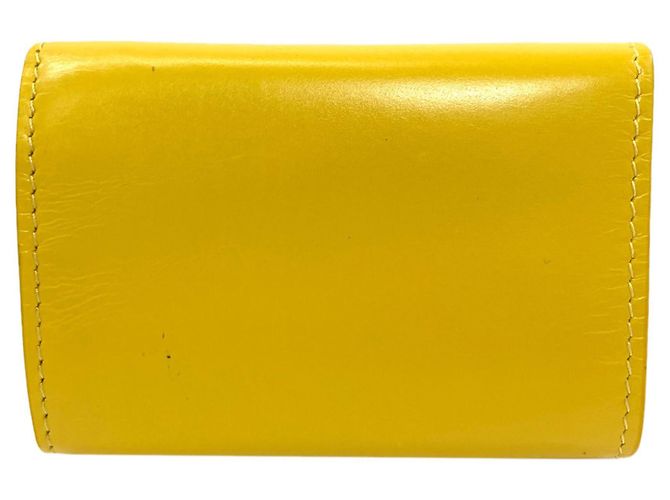 Portefeuille pliable en cuir jaune Balenciaga - vue 2