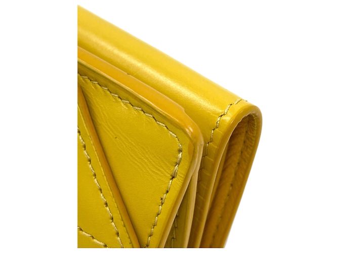 Portefeuille pliable en cuir jaune Balenciaga - vue 20