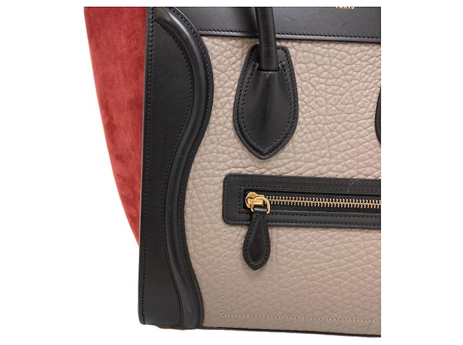 Céline Celine Luggage Micro Handbag Braun Schwarz Rot - Ansicht 14