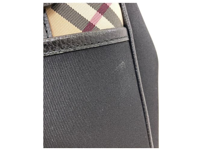 Borsa in nylon Burberry Check da donna Nero Beige - vista 13