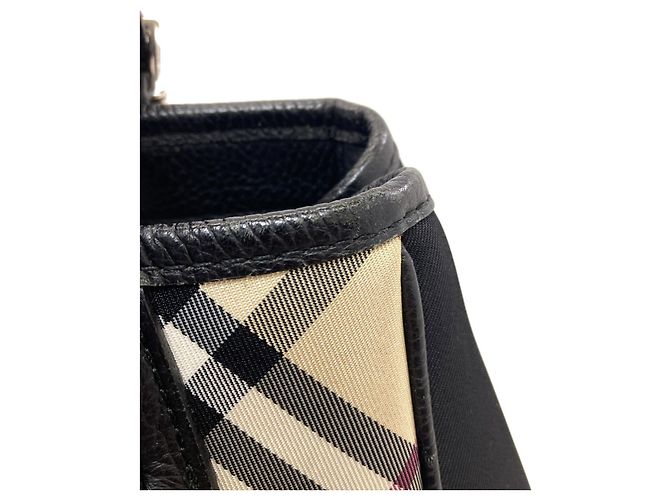 Borsa in nylon Burberry Check da donna Nero Beige - vista 14