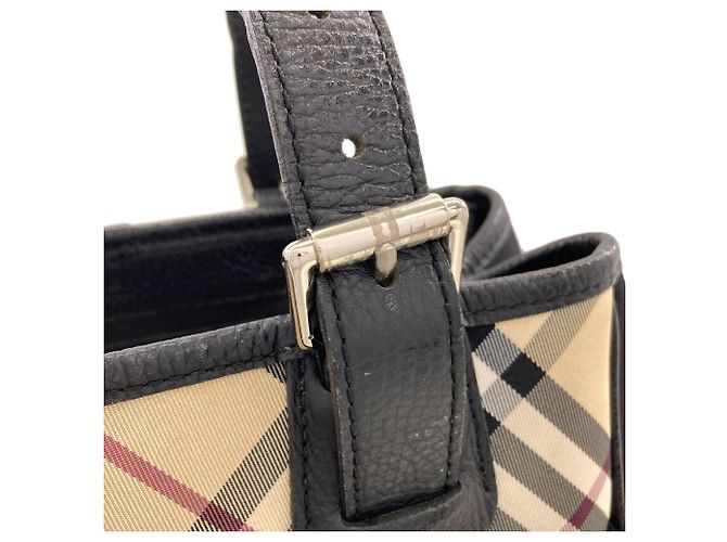 Borsa in nylon Burberry Check da donna Nero Beige - vista 15