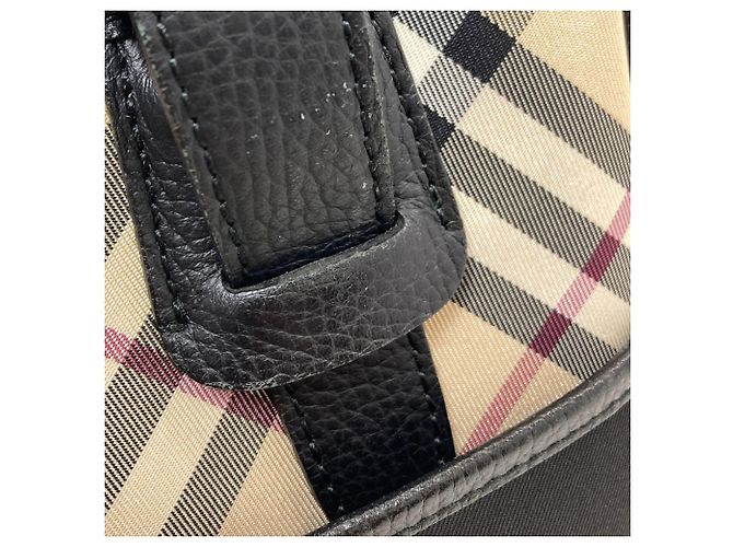 Borsa in nylon Burberry Check da donna Nero Beige - vista 16