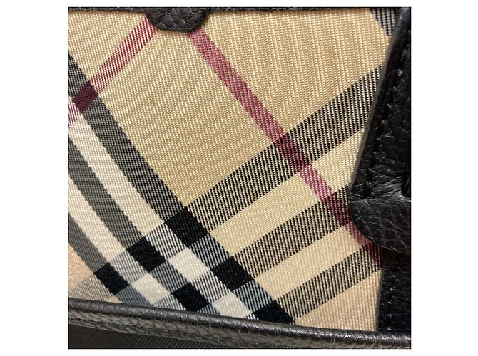 Borsa in nylon Burberry Check da donna Nero Beige - vista 17