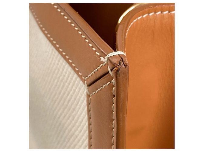 Cabas Céline Borsa Tote Verticale 2-Way Celine Marrone Bianco - vista 16