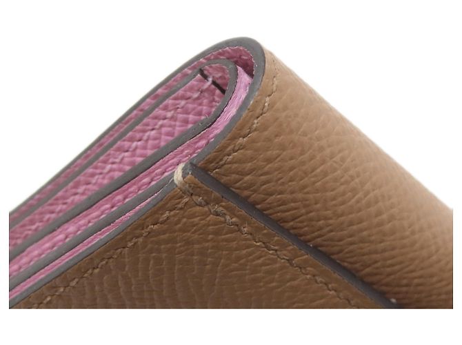 Hermès Hermes Bearn Combination Verso Bi-fold Wallet Braun Pink - Ansicht 16