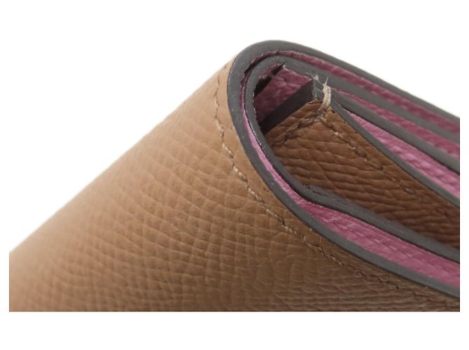 Hermès Hermes Bearn Combination Verso Bi-fold Wallet Braun Pink - Ansicht 17