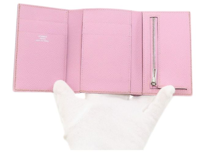 Hermès Hermes Bearn Combination Verso Bi-fold Wallet Braun Pink - Ansicht 4