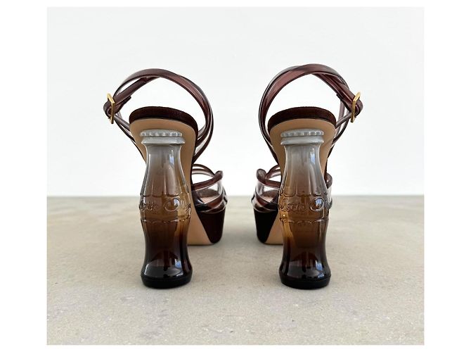 Sandali con plateau Charlotte Olympia Coca Cola Bottle Marrone - vista 4