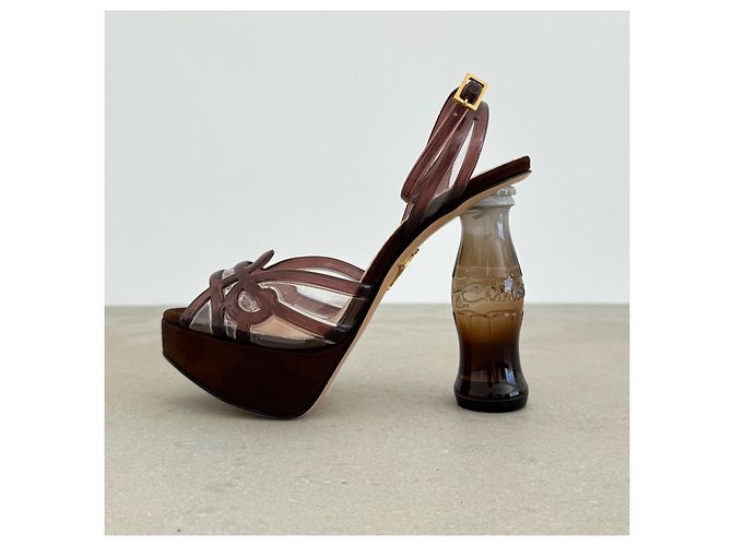 Sandali con plateau Charlotte Olympia Coca Cola Bottle Marrone - vista 5