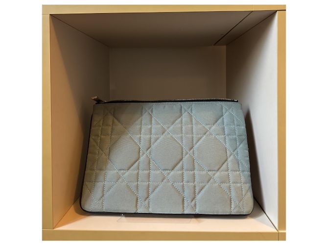 Clutch Christian Dior Cannage in Denim Blu chiaro - vista 2