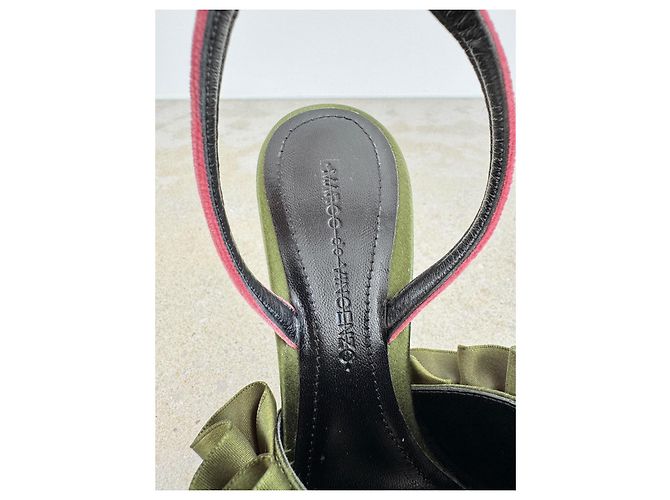 Autre Marque Marco De Vincenzo Sandali con Volant Sfilata Fall 2016 Rosa Verde oliva - vista 5