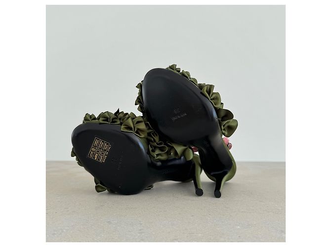 Autre Marque Marco De Vincenzo Sandali con Volant Sfilata Fall 2016 Rosa Verde oliva - vista 7