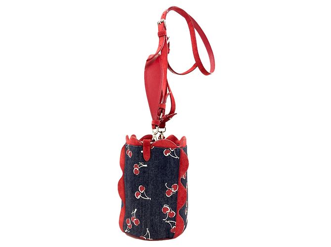 Borsa a tracolla 2-way Miu Miu con stampa di ciliegie Rosso Blu - vista 3