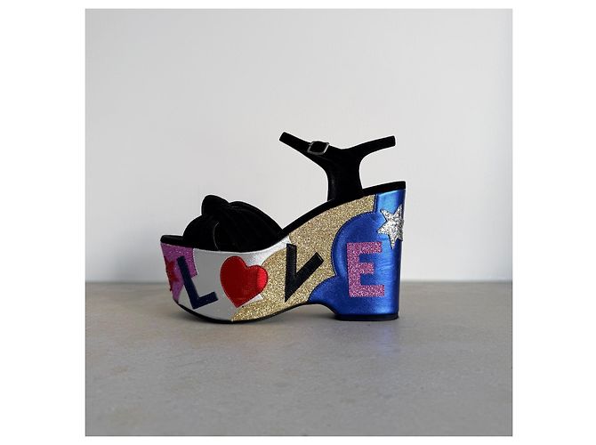 Saint Laurent Candy Love Sandali Platform Multicolore - vista 3