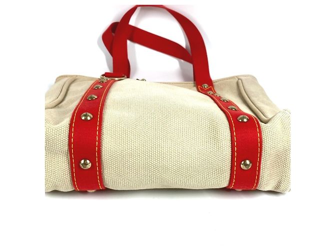 Borsa Tote Louis Vuitton Antigua Cabas MM Rosso Beige - vista 5