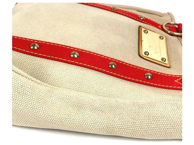 Borsa Tote Louis Vuitton Antigua Cabas MM Rosso Beige - vista 7