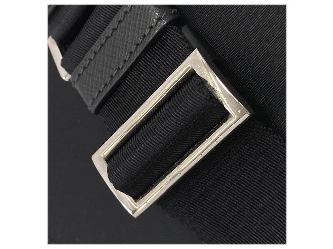 Borsa a tracolla in nylon nero con logo Prada - vista 16