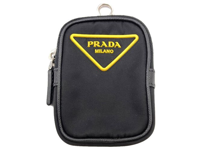 Borsa a tracolla in nylon nero con logo Prada - vista 9