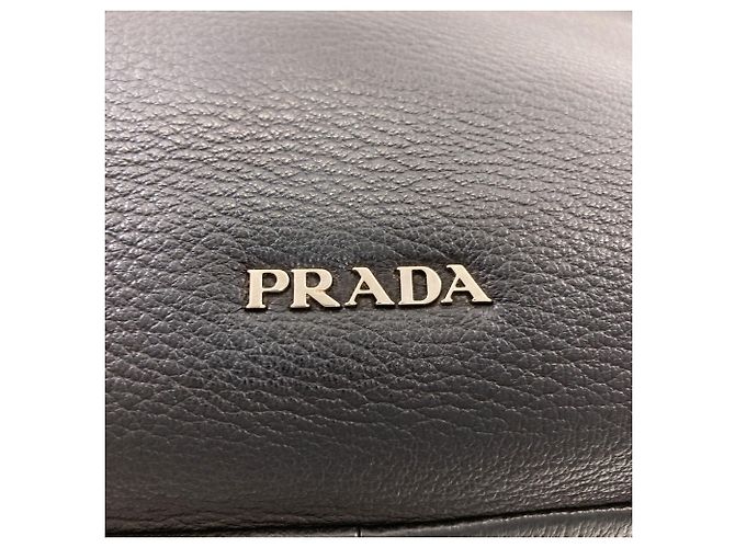 Borsa a tracolla Hobo in pelle di vitello Prada Nero - vista 8