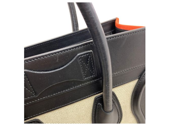 Céline Celine Luggage Micro Handbag Schwarz Weiß Orange - Ansicht 16