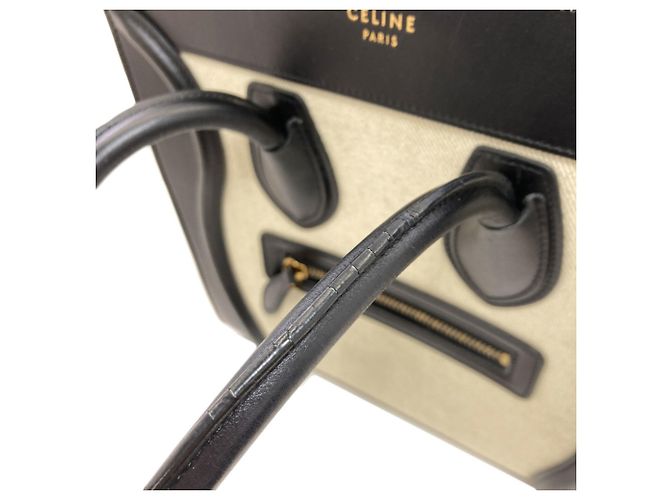 Céline Celine Luggage Micro Handbag Schwarz Weiß Orange - Ansicht 19