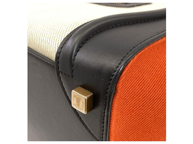 Céline Celine Luggage Micro Handbag Schwarz Weiß Orange - Ansicht 22