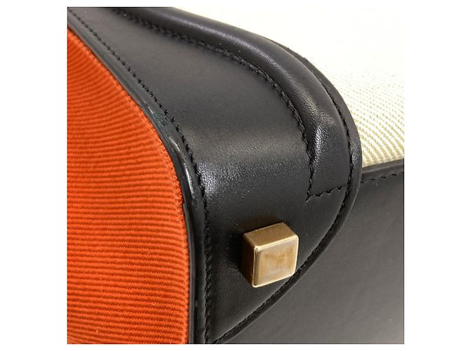 Céline Celine Luggage Micro Handbag Schwarz Weiß Orange - Ansicht 23