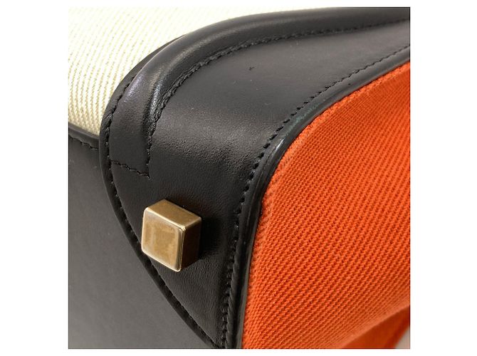 Céline Celine Luggage Micro Handbag Schwarz Weiß Orange - Ansicht 24