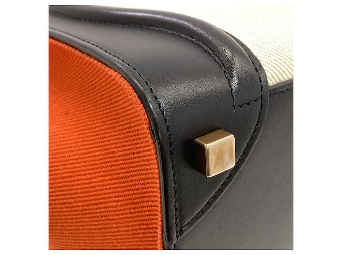 Céline Celine Luggage Micro Handbag Schwarz Weiß Orange - Ansicht 25