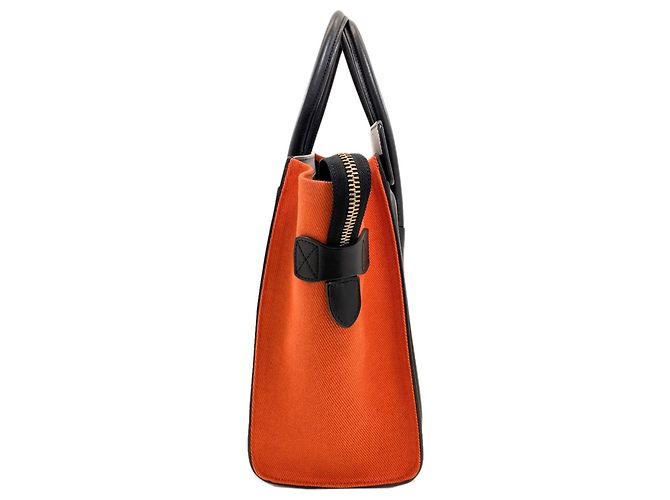 Céline Celine Luggage Micro Handbag Schwarz Weiß Orange - Ansicht 3
