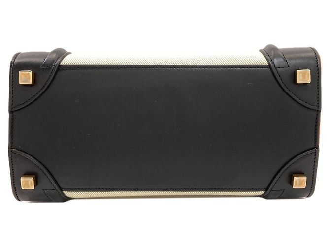 Céline Celine Luggage Micro Handbag Schwarz Weiß Orange - Ansicht 4