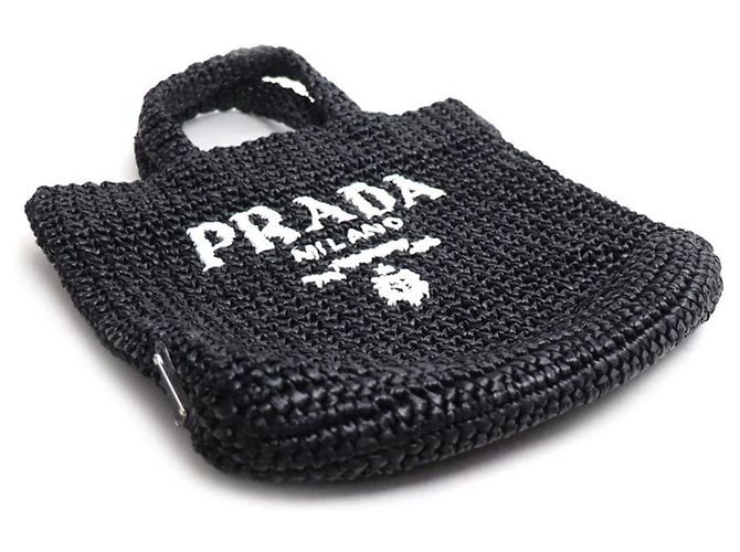 Borsa Tote in Crochet Nera Piccola Prada Nero - vista 3