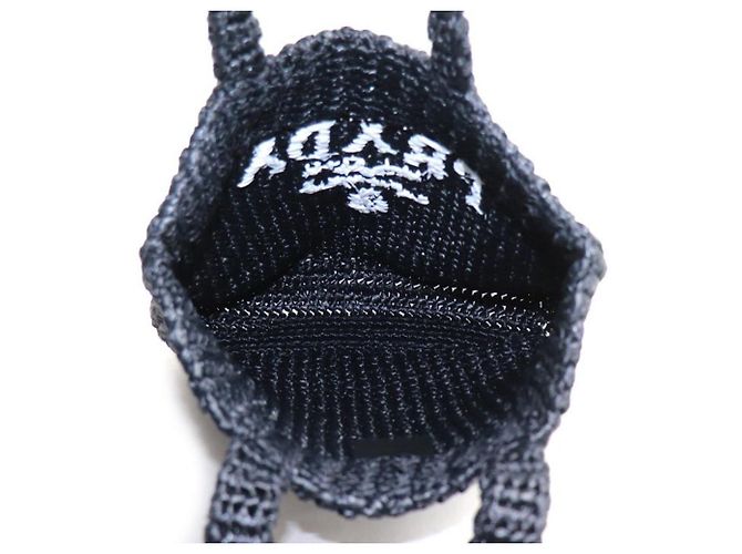 Borsa Tote in Crochet Nera Piccola Prada Nero - vista 4